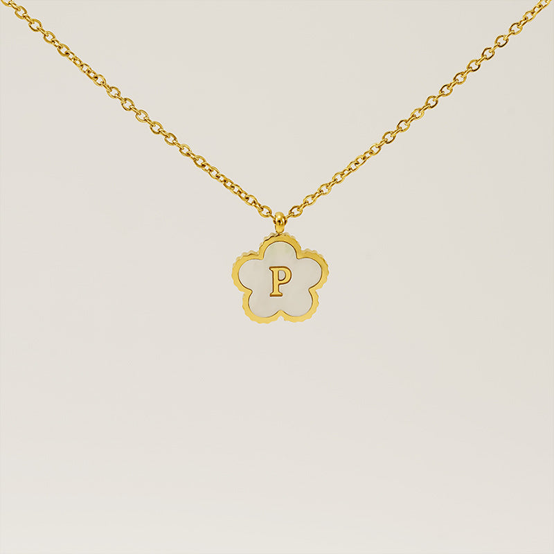 Wholesale Stainless Steel Letter Flower Necklace
