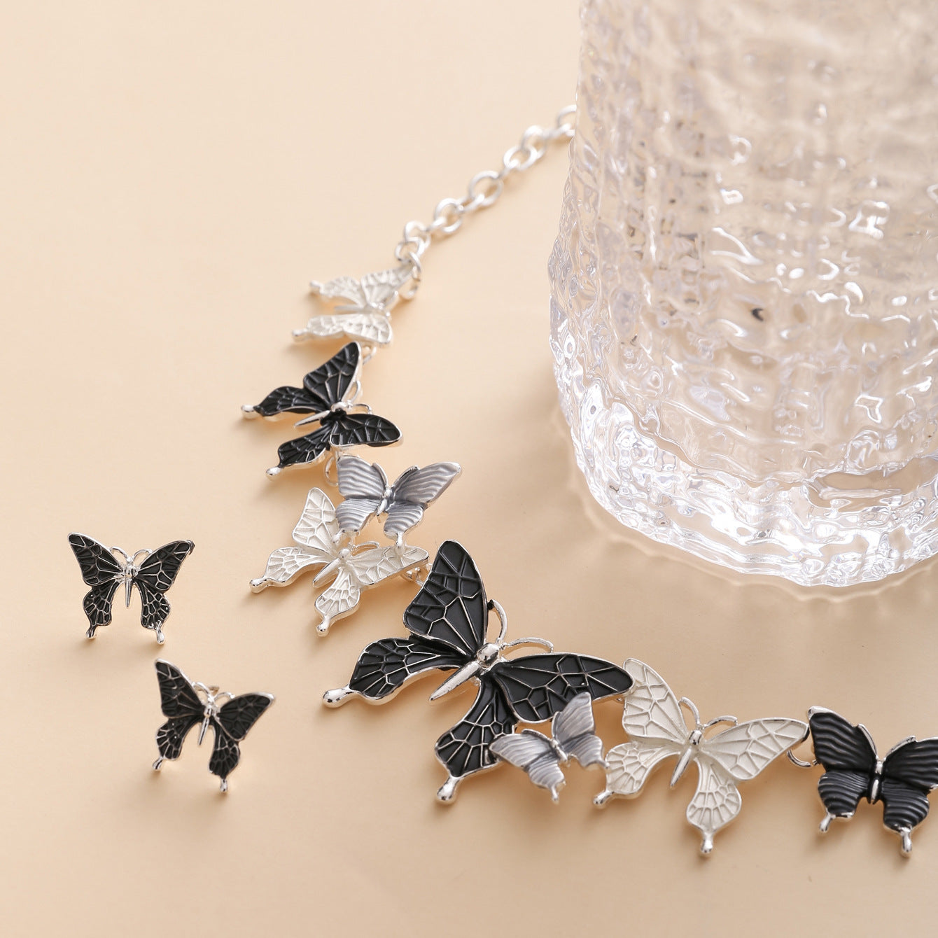 Wholesale Forest Style Butterfly Alloy Necklace and Earrings Set ACC-NE-JunJie003