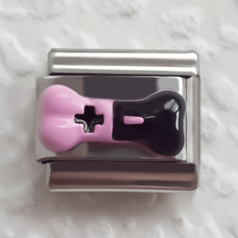 Wholesale 5pcs/pack Cat Italian Charms Single Section Creative Stainless Steel Composable Bracelet