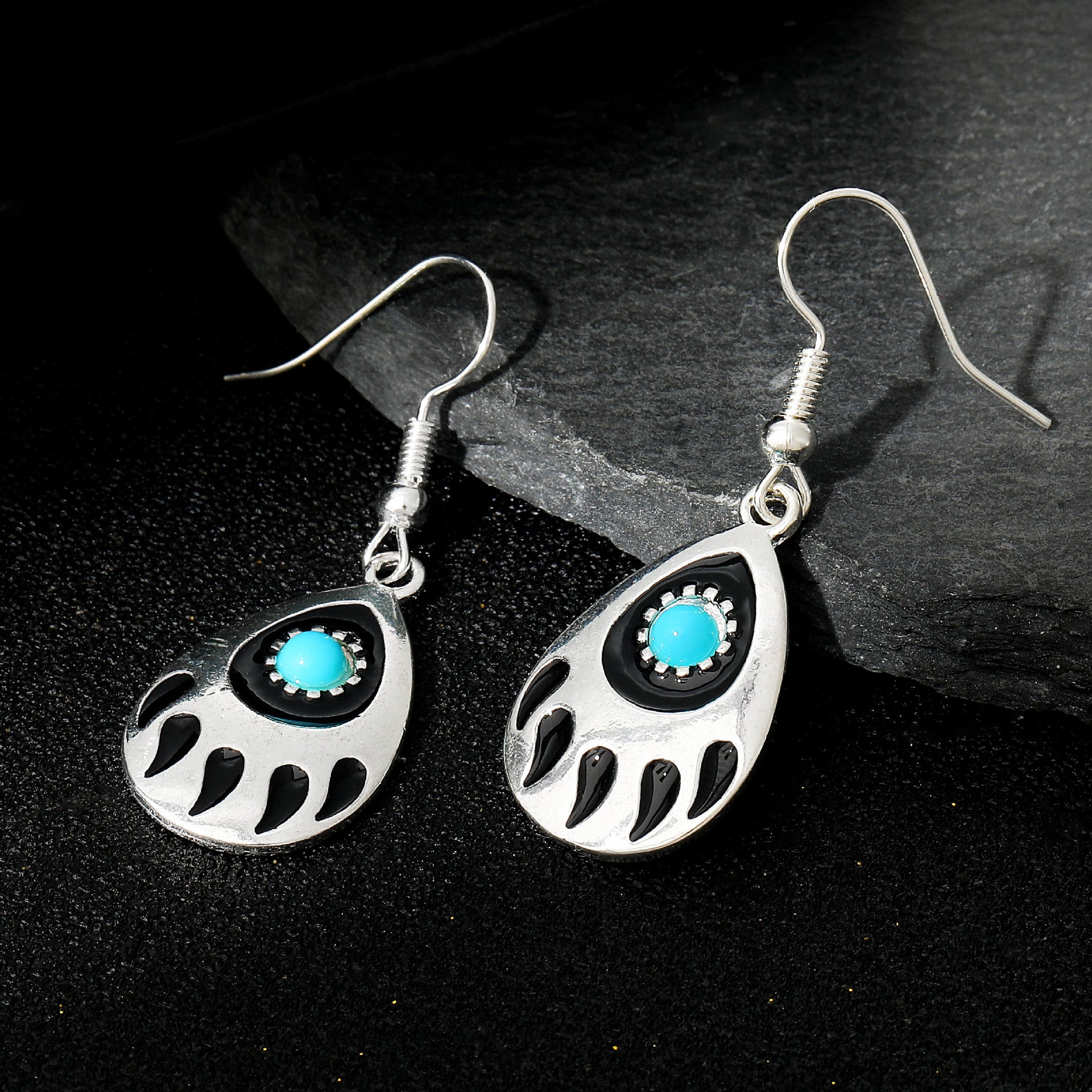 Wholesale Retro Oil Dripping Animal Paw Prints Earrings