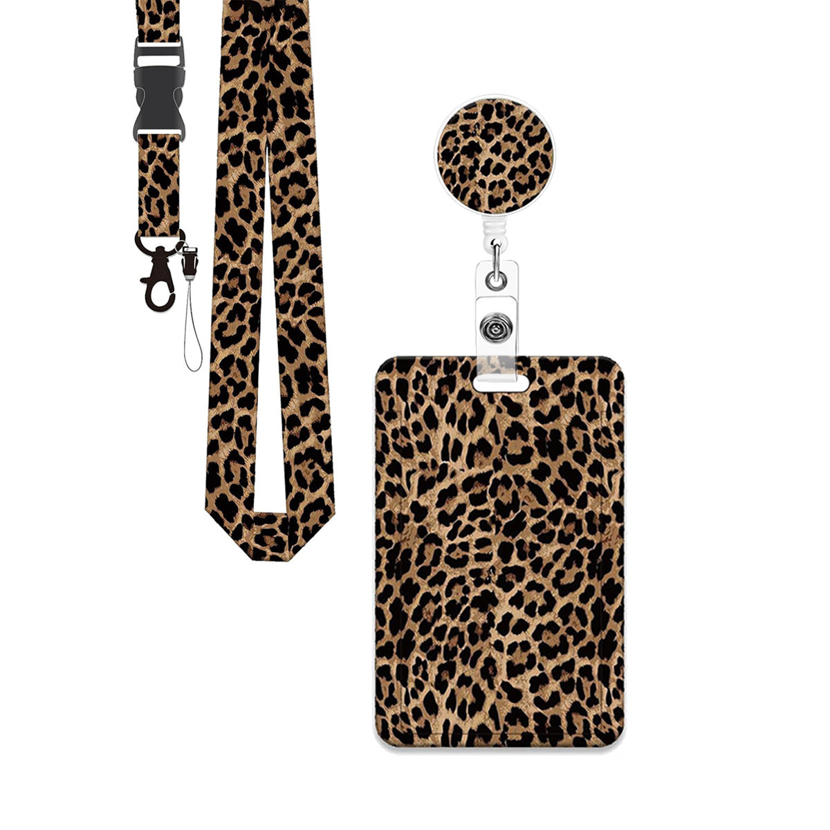 Wholesale retractable easy-pull buckle UV printing leopard print Badge Reels