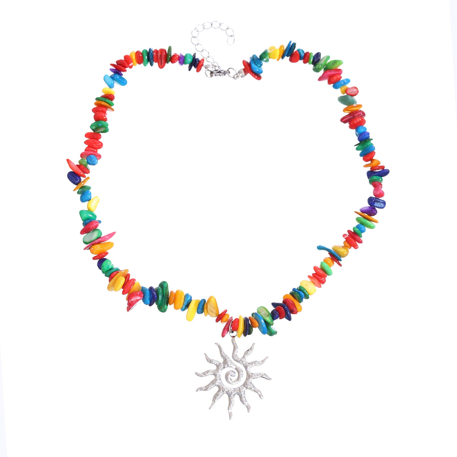 Wholesale Bohemian Style Summer Flame Sun Pendant Irregular Gravel Necklace