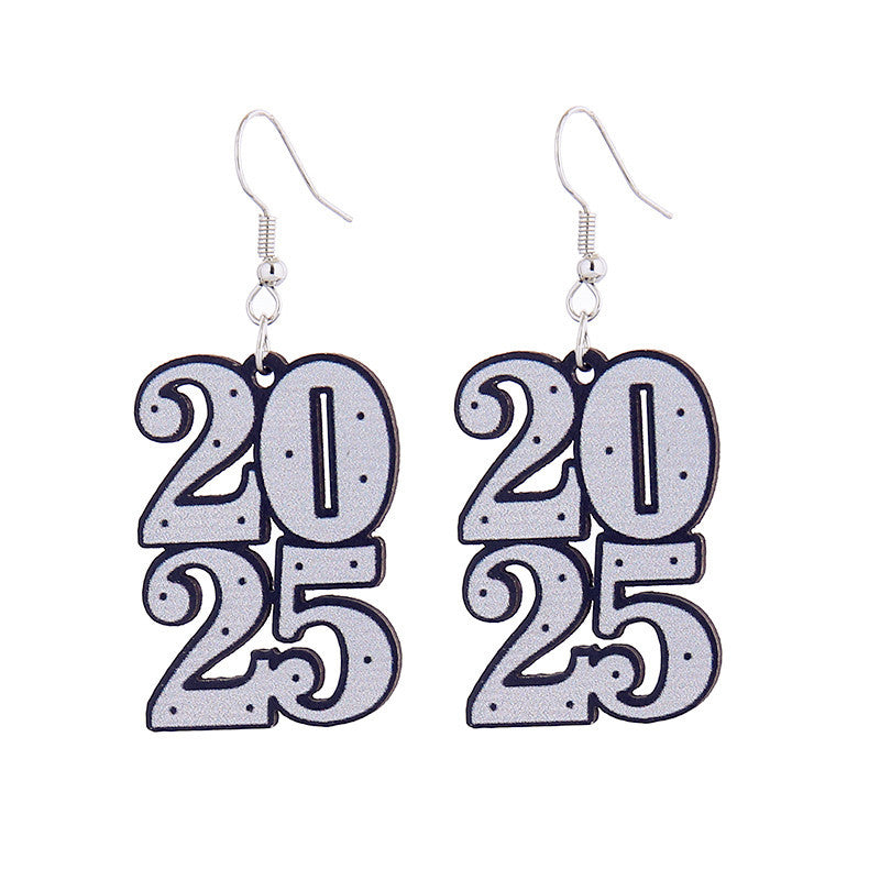 Wholesale cute 2025 number wooden earrings