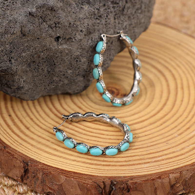Wholesale  retro Western style Pine stone earrings