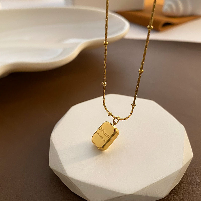 Wholesale Retro Block Letter Necklace Titanium Steel Necklace Sweater Chain Clavicle Chain ACC-NE-Yuxi012