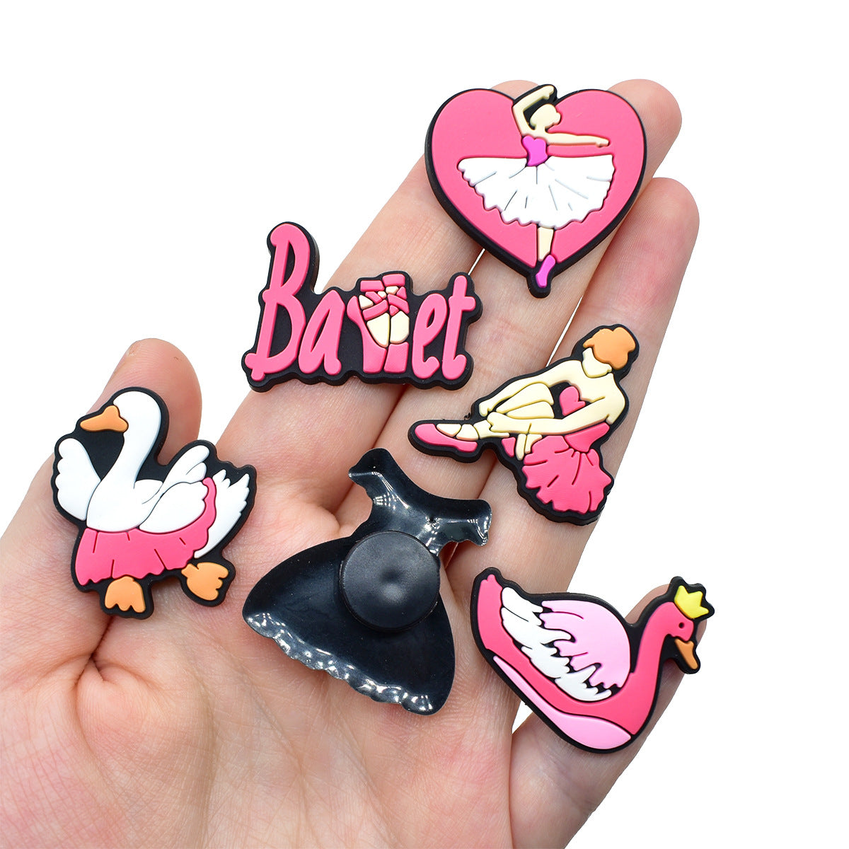 Wholesale  Random 100pcs Ballet Series PVC Soft Rubber Shoe Buckle Decoration