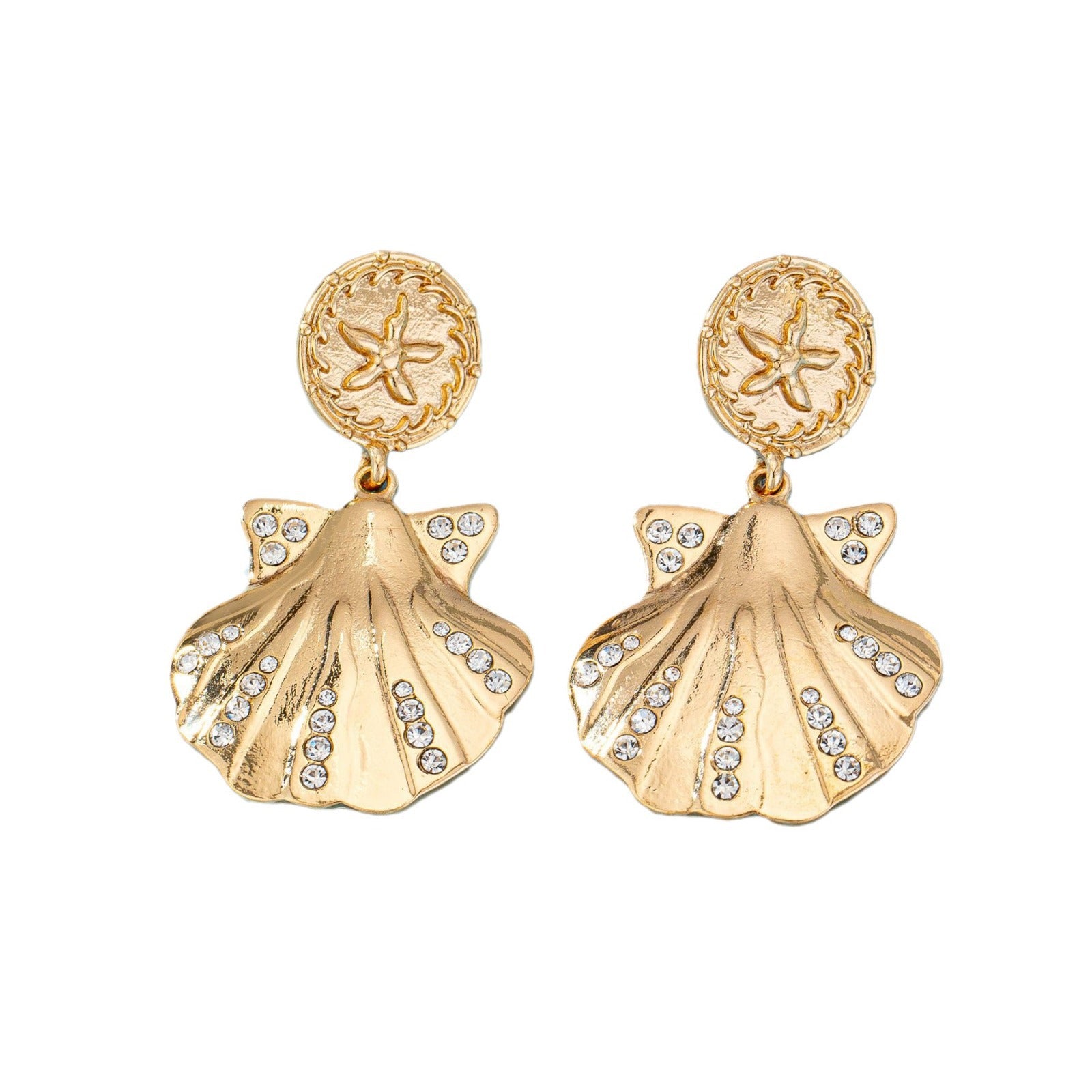 Wholesale Electroplated Alloy Starfish Shell Earrings Vacation Chic Women Jewelry Accessory Boutique Resale