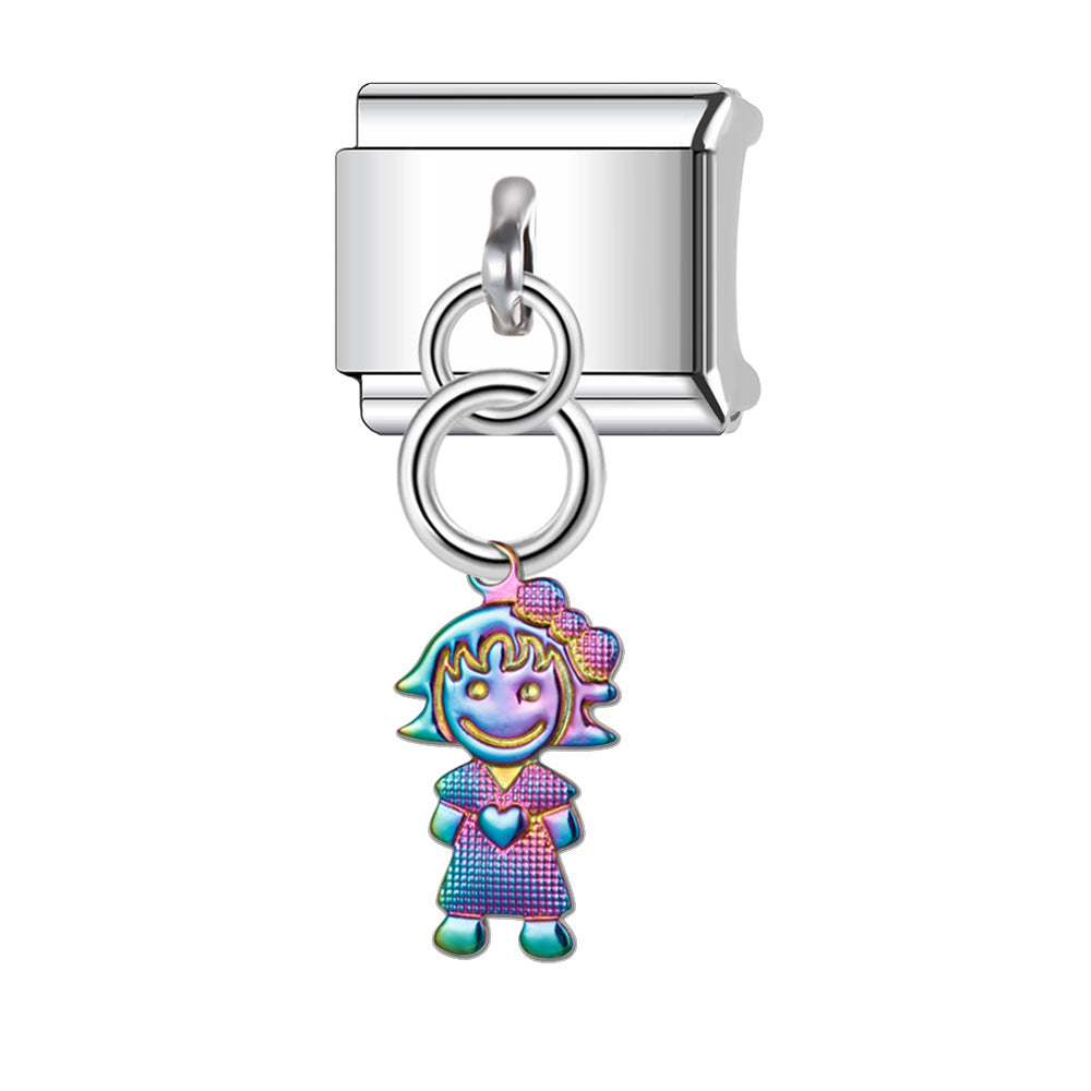 Wholesale Italian Charm Bracelet 9mm DIY Splicing Stainless Steel Laser Personalized Composable Bracelet