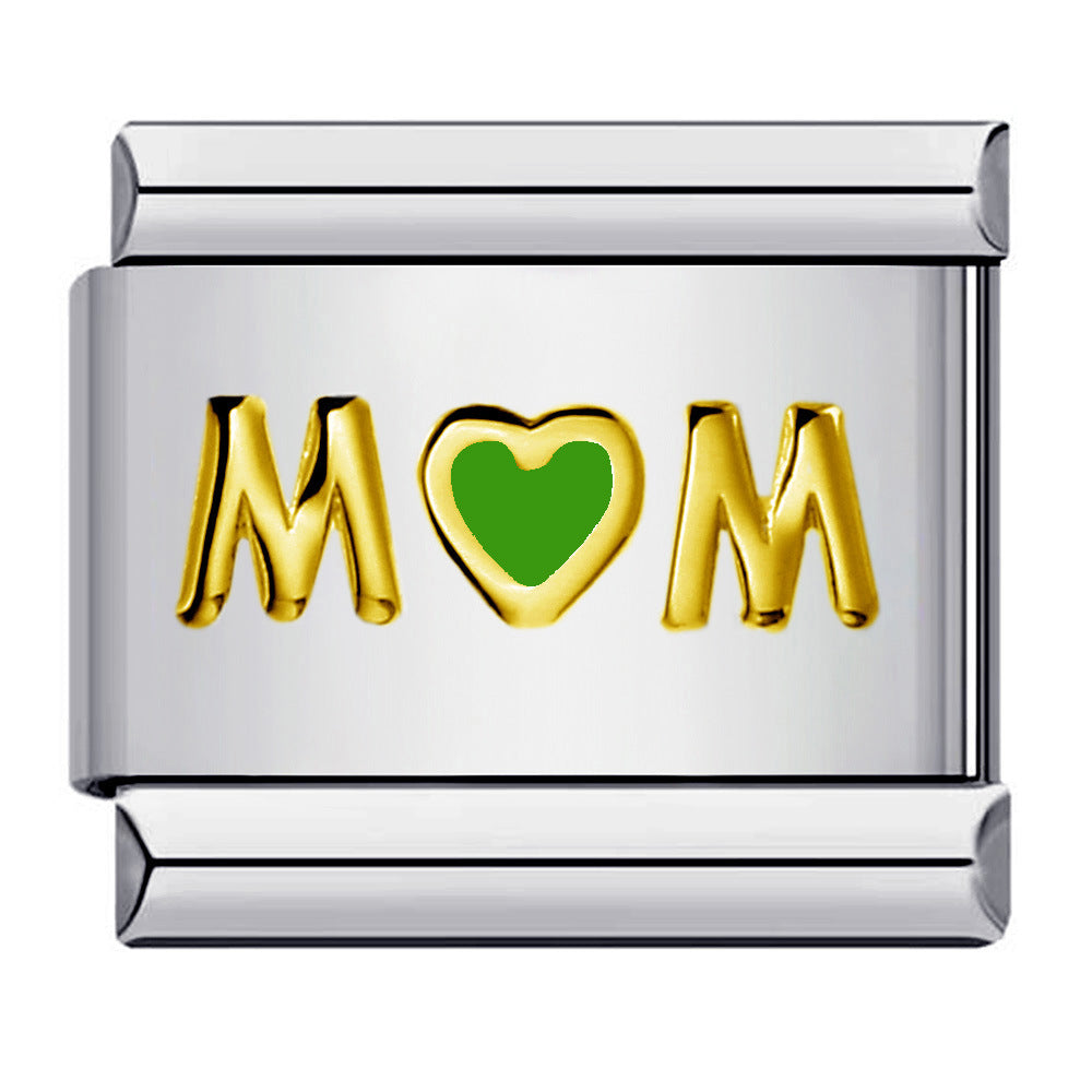 Wholesale Italian Charm Bracelet 9mm DIY Splicing Colored Oil-Drip Petals Stainless Steel Composable Bracelet