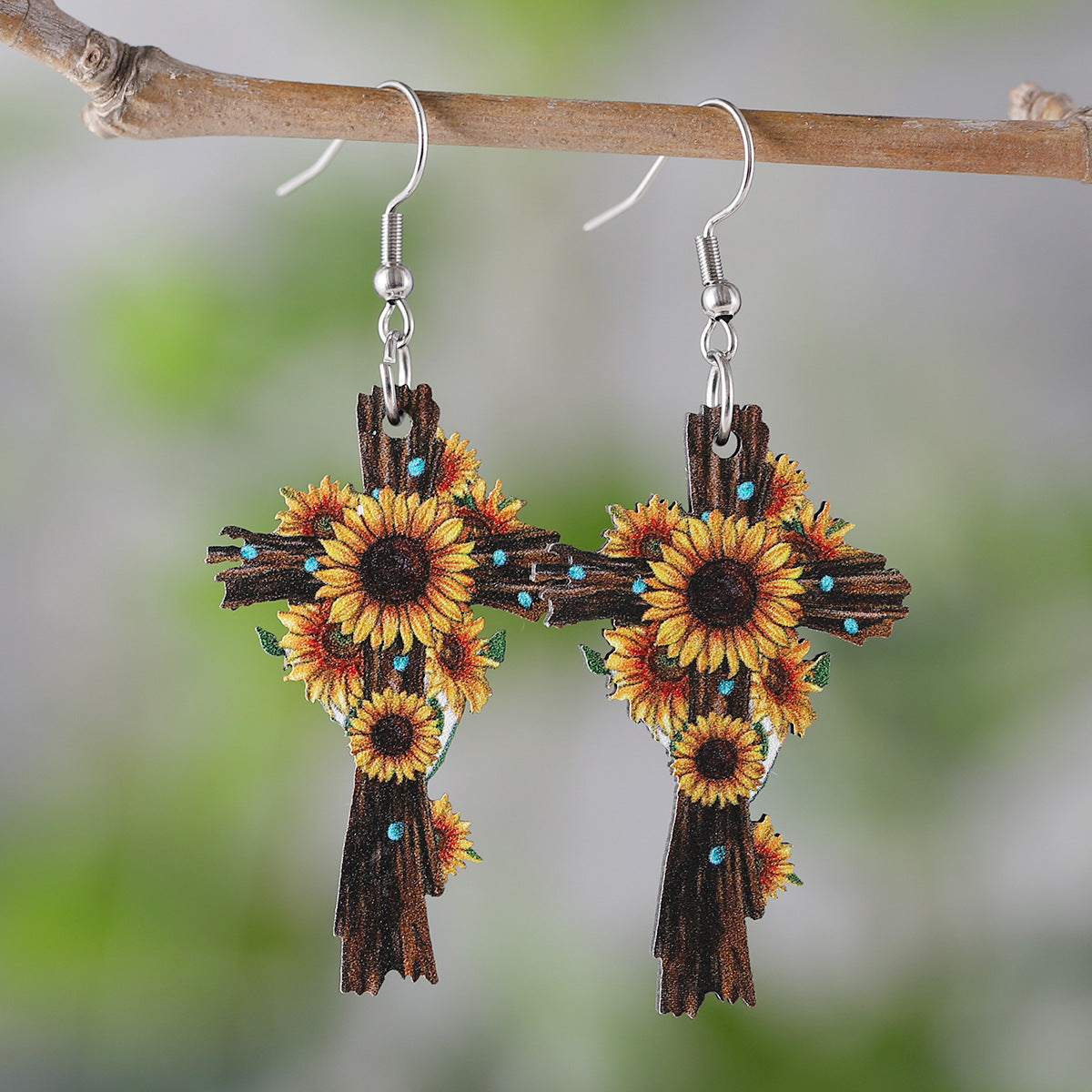 Wholesale  Wooden Double-sided Earrings