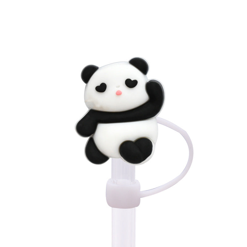Wholesale Random 100pcs Cute Panda Straw Cover 10MM Straw Tube Cap