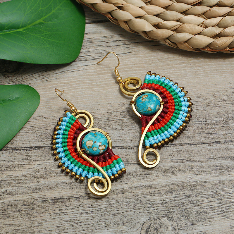 Wholesale Boho Ethnic Style Earrings Hand Braided Vintage Earrings Bohemian ACC-ES-Luox001