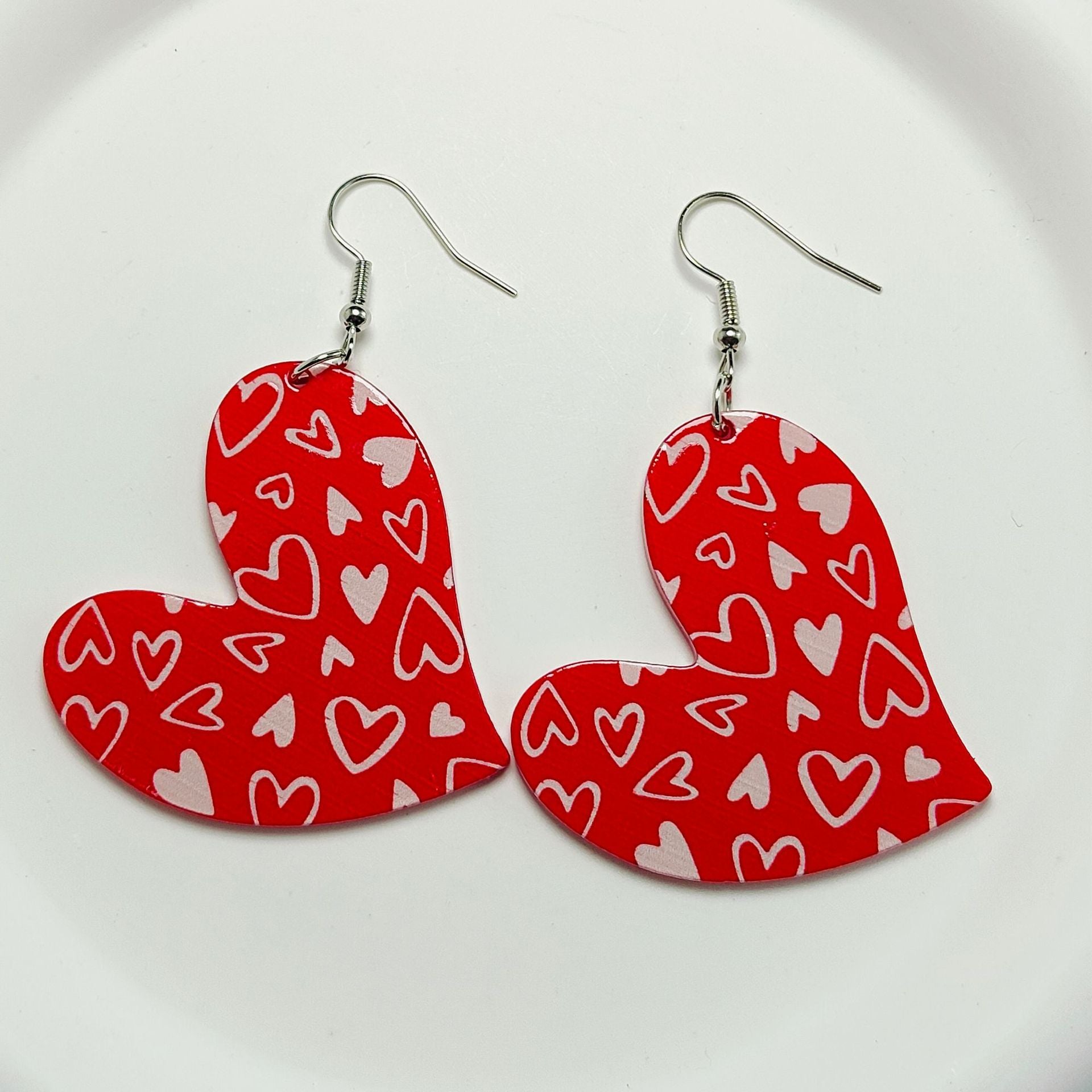 Wholesale Mother's Day Love Letters Heart Shape Acrylic Sheet Earrings ACC-ES-Qiyu008