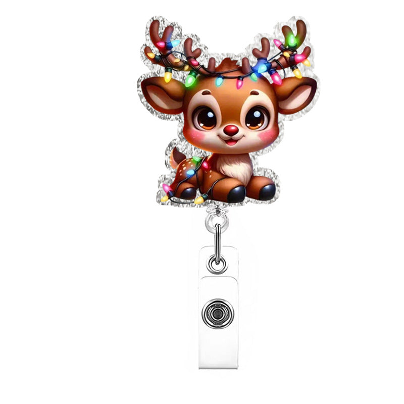 Wholesale acrylic Christmas office staff name tag retractable badge