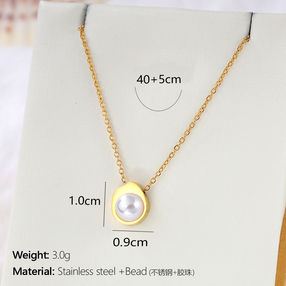 Wholesale Gold-Plated Stainless Steel Heart Pendant Necklace – Geometric Shell Design Fashion Jewelry