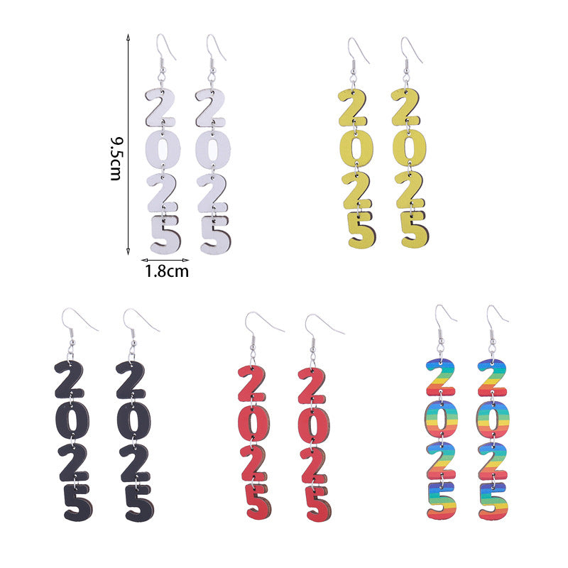 Wholesale Cute Wooden New Year Number Earrings  ACC-ES-CT043