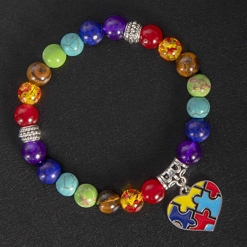 Wholesale Natural Agate Yoga Bracelet with Ribbon Pendant,  Unisex Everyday Jewelry