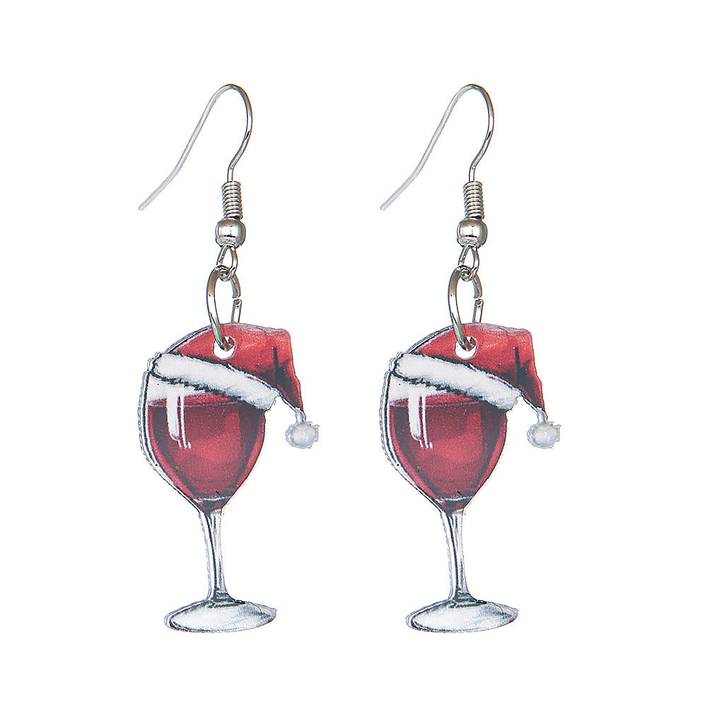 Wholesale Acrylic Red Christmas Skirt Earrings