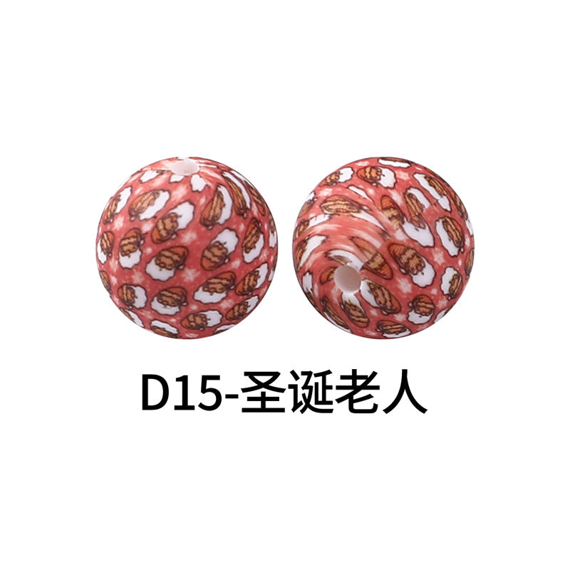 Wholesale 100pcs Western Style Aztec Denim Leopard Print 15mm Silicone Beads DIY Beading Accessories ACC-BDS-RongFa009