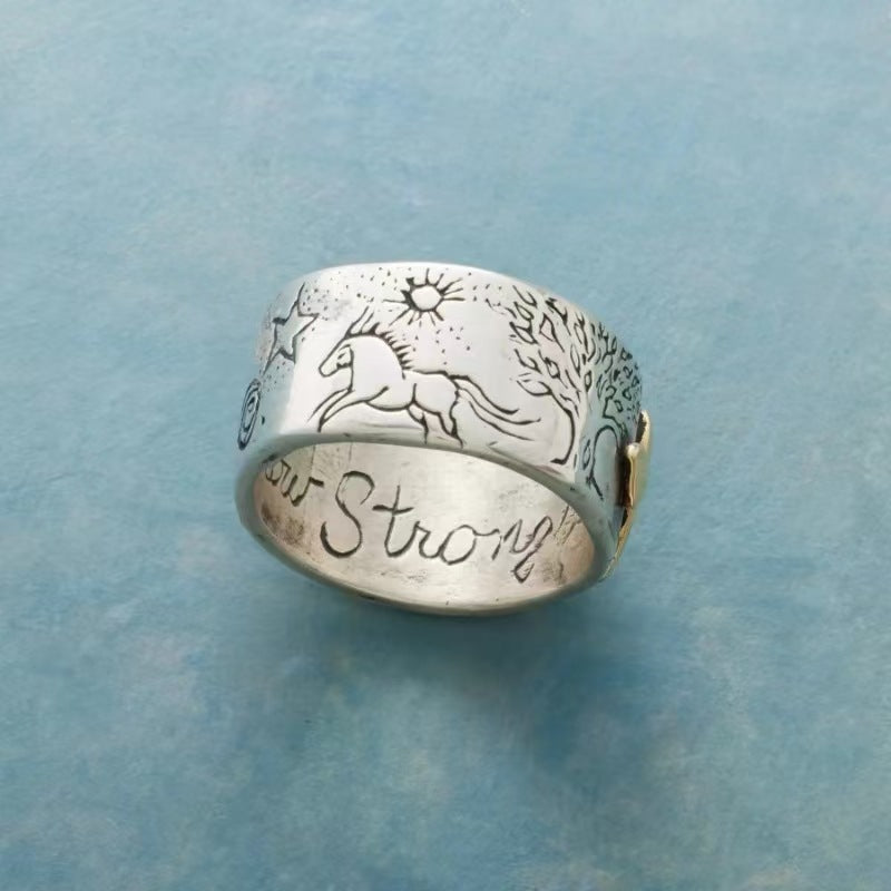 Wholesale Distressed Engraved Symbol Ring
