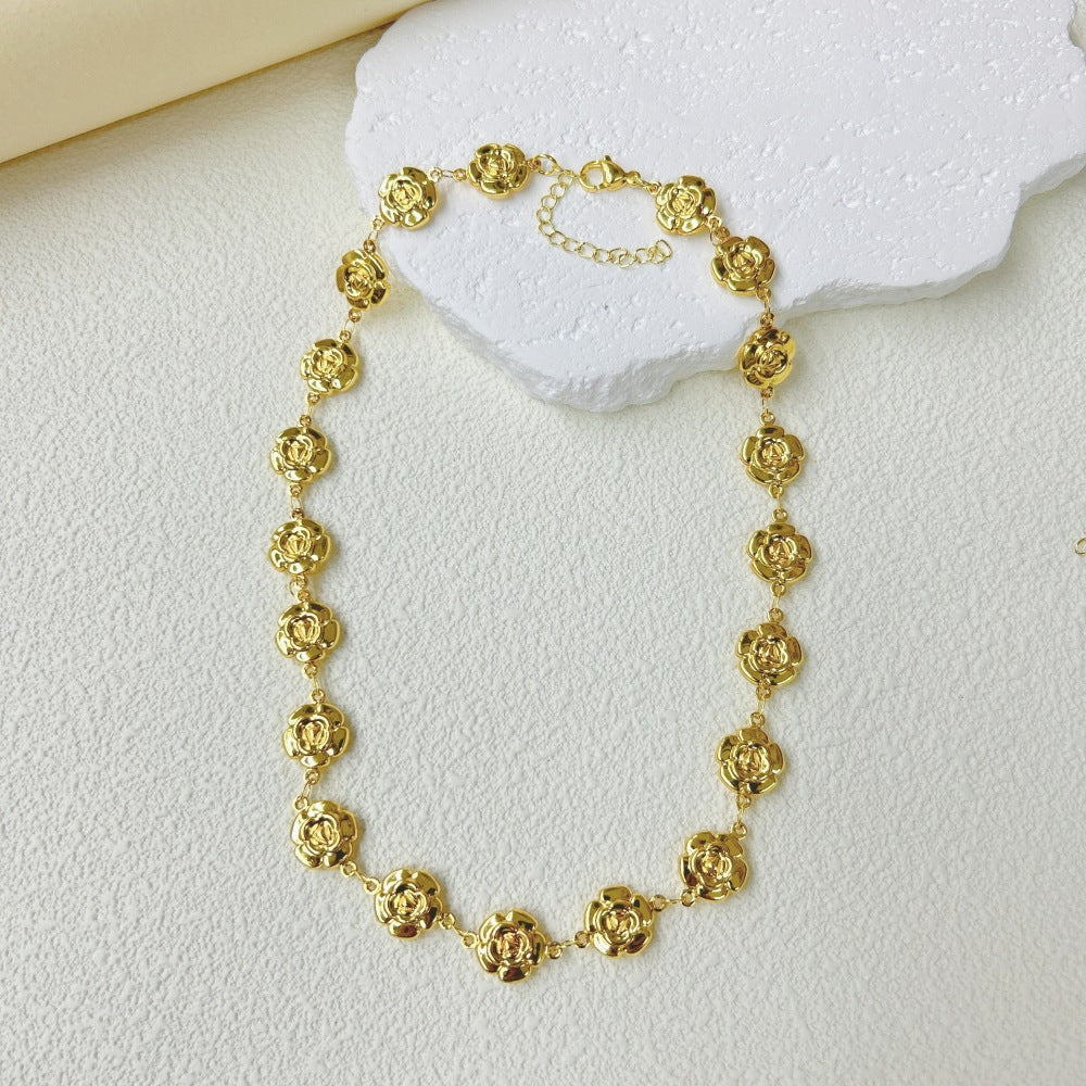 Wholesale Stainless Steel Three-dimensional Hollow Love Bracelet Necklace suit