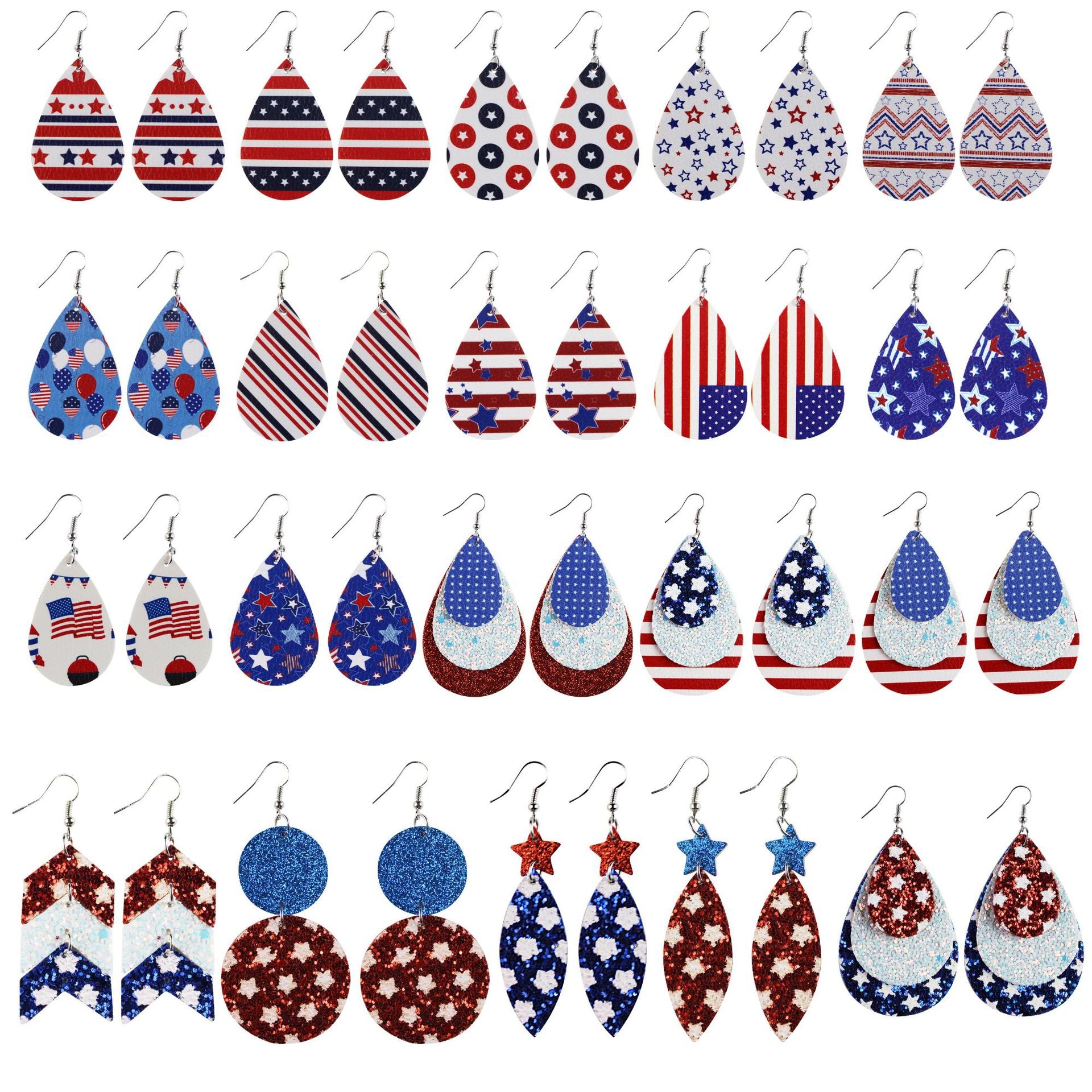 Wholesale Independence Day leather earrings