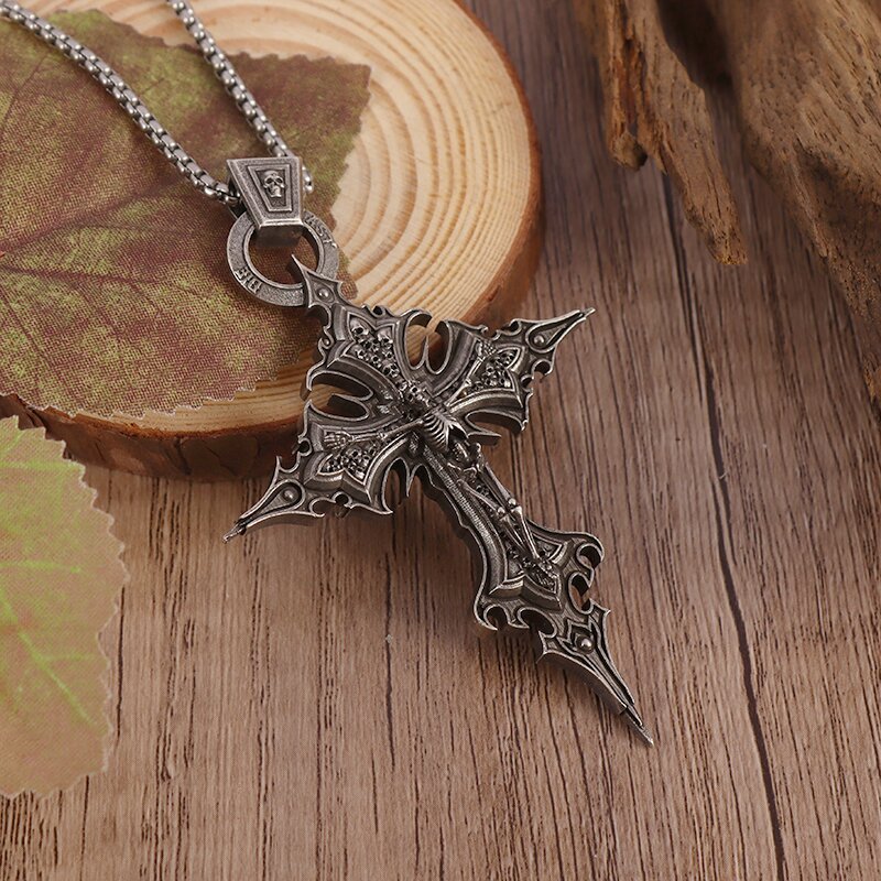 Wholesale  Gothic Skull Cross Pendant Necklace