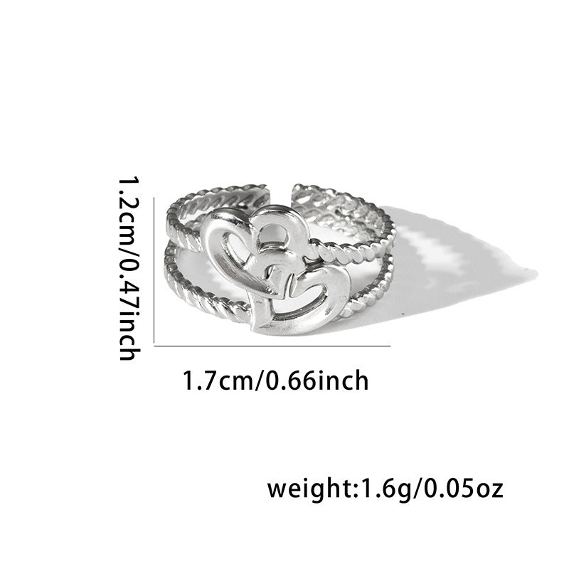 Wholesale Chic Geometric Hollow Leaf Open Ring,  Titanium Steel Electroplated,  Fashion Jewelry Accessory