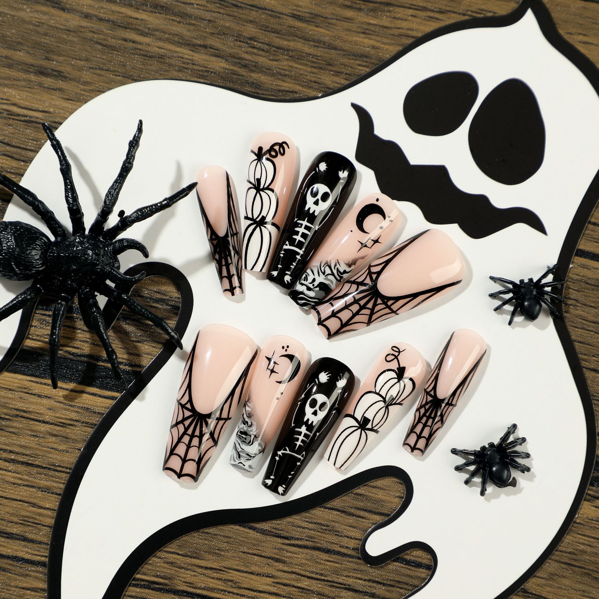 Wholesale 24 Pieces/box Halloween Press-on Nails Kits Nail Stickers ACC-NS-LeFan047