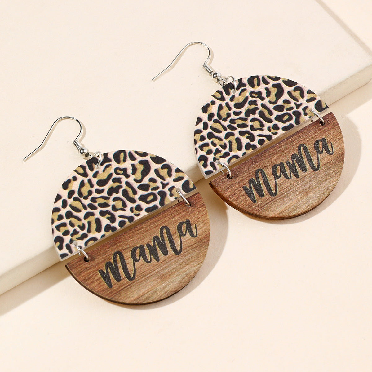 Wholesale  Hollow Double-sided Leopard Print Copper Earrings
