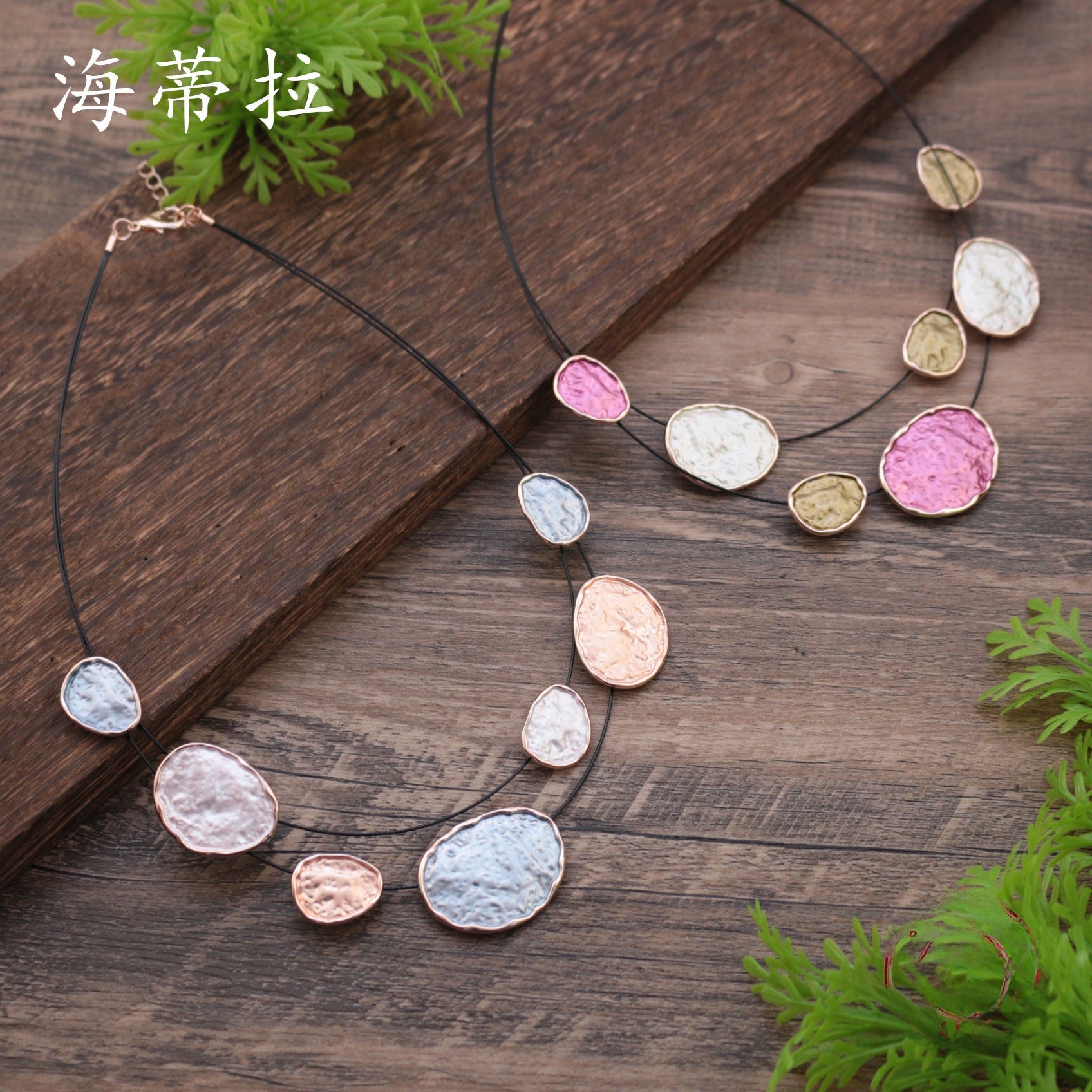 Wholesale  Colorful Round Irregular Alloy Necklace Drip Oil Exaggerated Shape Necklaces
