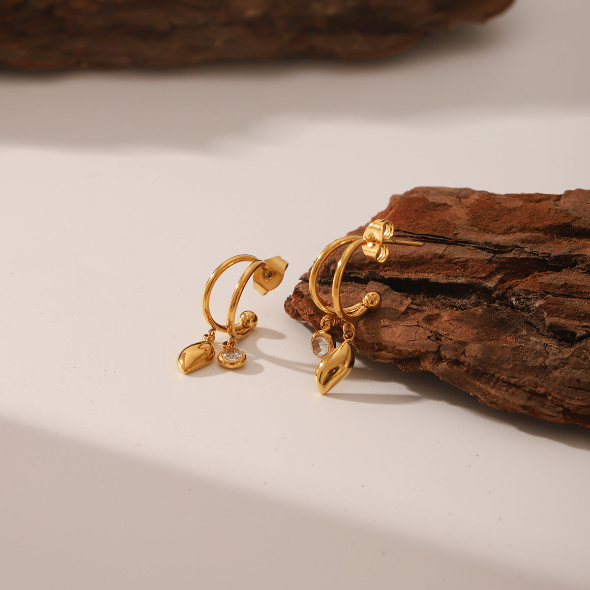 Wholesale Stainless Steel 18K Gold Plated Earrings Geometric Shaped Diamond Irregular Earrings