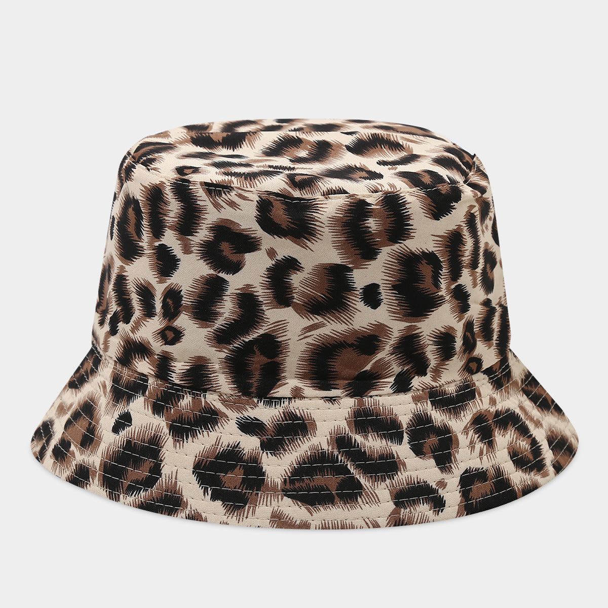 Wholesale  Leopard Pattern Double-sided Basin Hat Fisherman Hat Bucket Hat