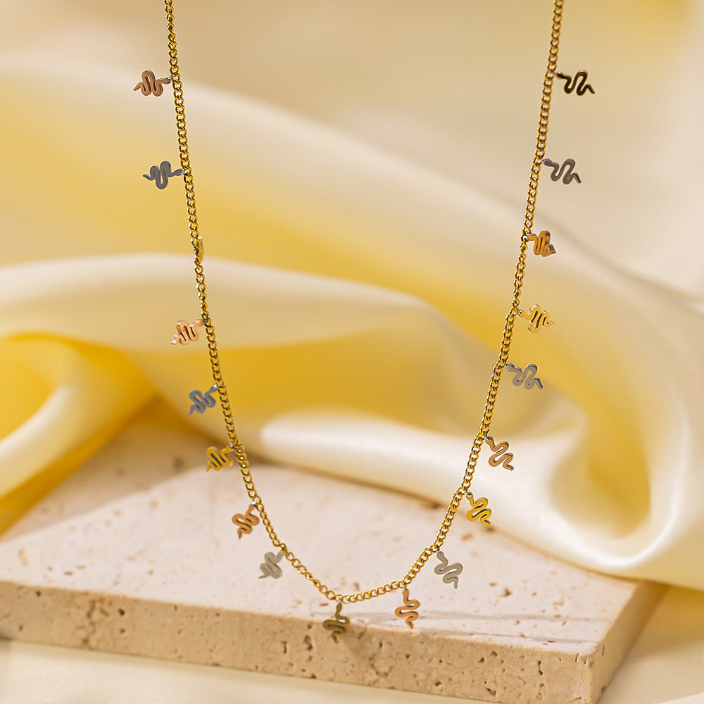 Wholesale Retro Irregular Titanium Steel Necklace Plated 18K Gold Multi-layered Necklace Gold Plated Necklace ACC-NE-Tais004