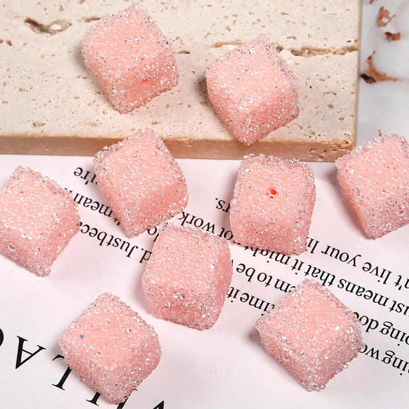 Wholesale of 5pcs/pack of Water Diamonds, Soft Sugar Beads, Candy Colored Square Full Diamond Beads ACC-BDS-BLG025