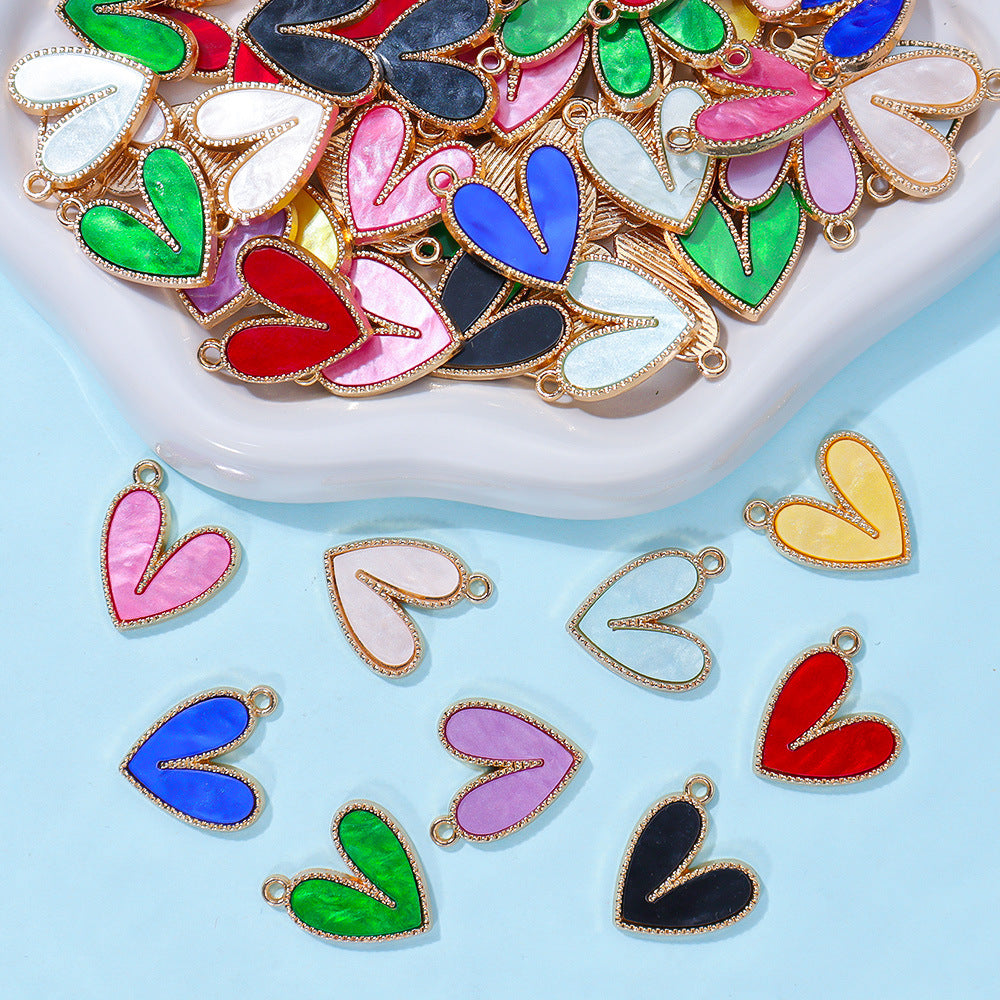 Wholesale 20pcs/ pack Acrylic Peach Heart Heart Alloy Pendant Pendant DIY Jewelry
