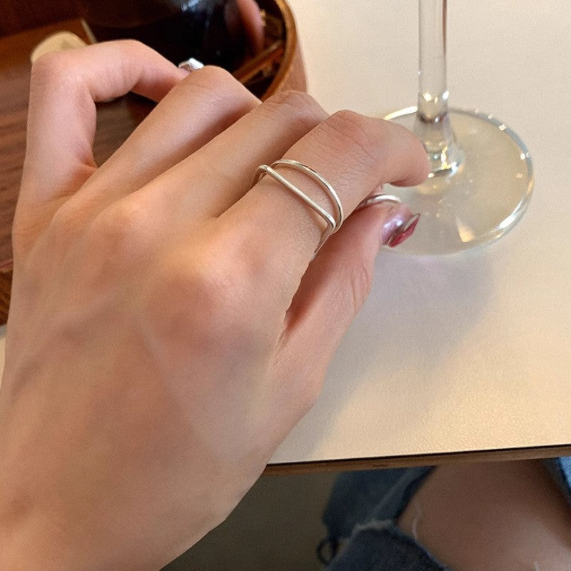 Wholesale Wave Letters 925 Sterling Silver Open Index Finger Ring ACC-RS-YaoFeng004