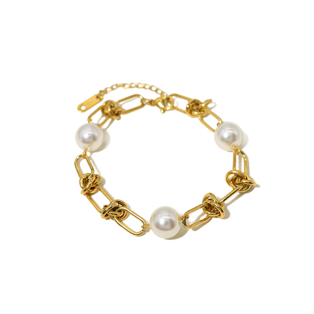 Wholesale  baroque pearl bracelet  stainless steel jewelry