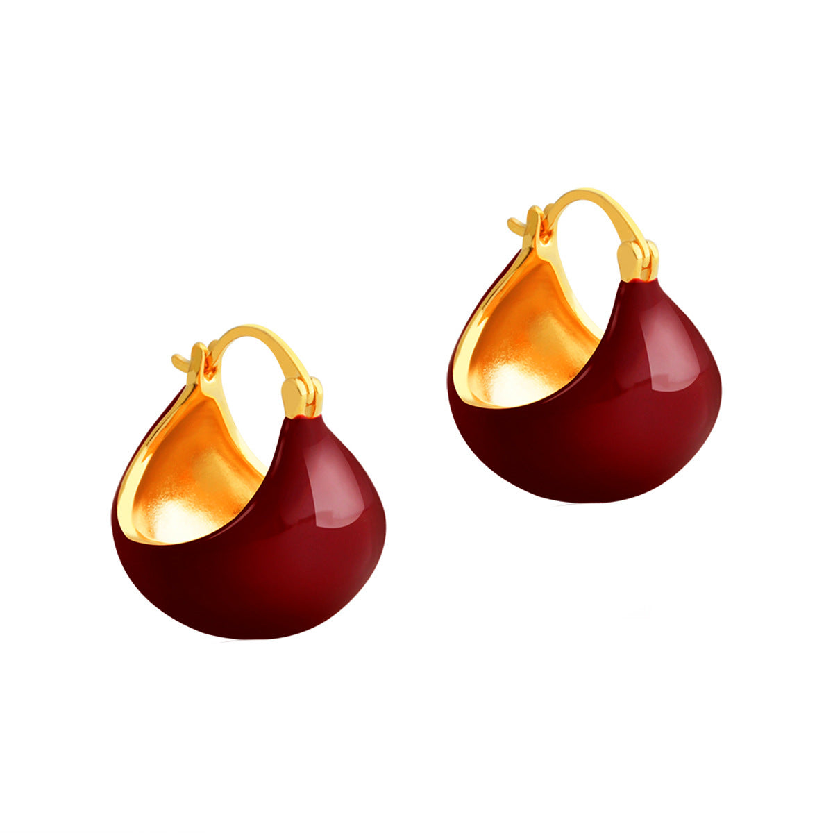Wholesale Retro Light Luxury  Red Ball Earrings