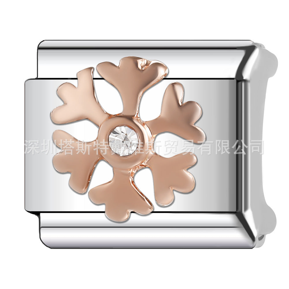 Wholesale  Italian Charm Bracelet 9mm DIY Rose Gold Series Creative Stainless Steel Composable Bracelet