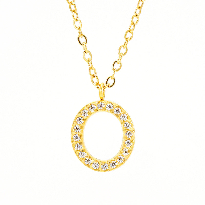 Wholesale  titanium steel diamond letter necklace English clavicle chain