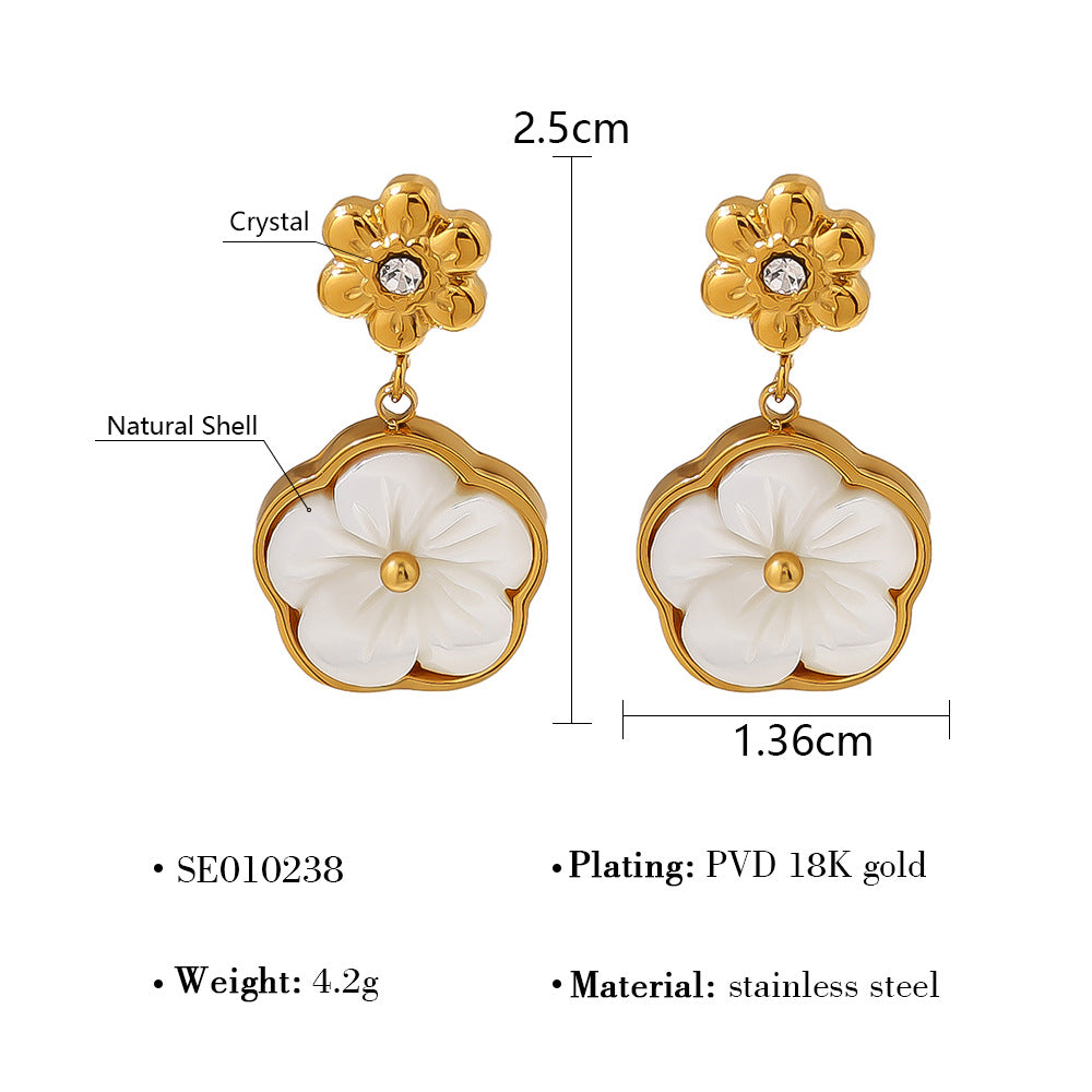 Wholesale  titanium steel jewelry suit 18K gold natural fritillary jewelry