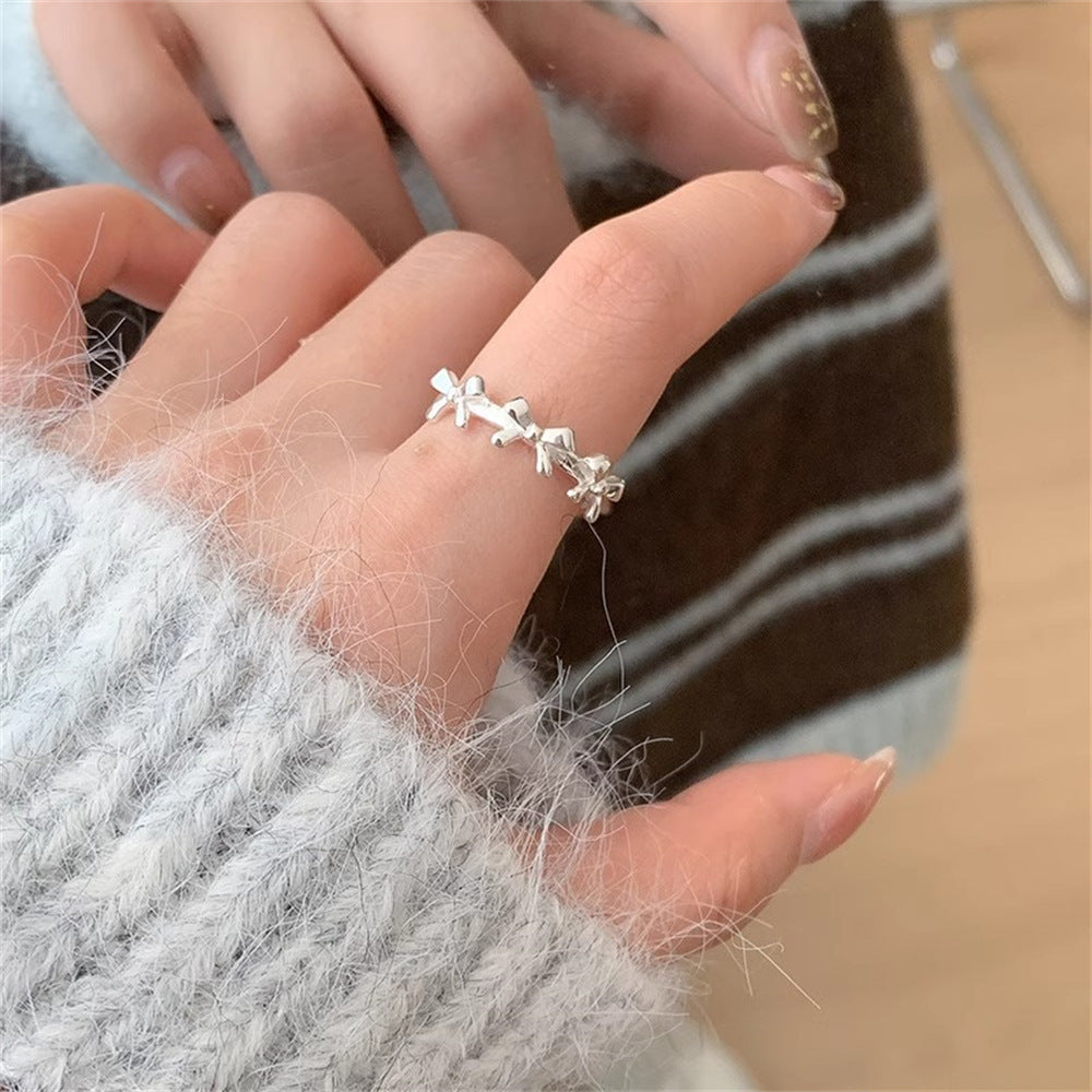 Wholesale Butterfly Pearl Ring 925 Sterling Silver Open Adjustment Index Finger Ring ACC-RS-Yues012