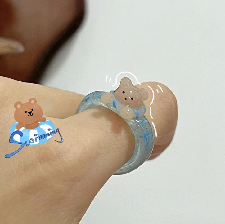 Wholesale  Cute Blue Bear Ring  Cute Cartoon Ring