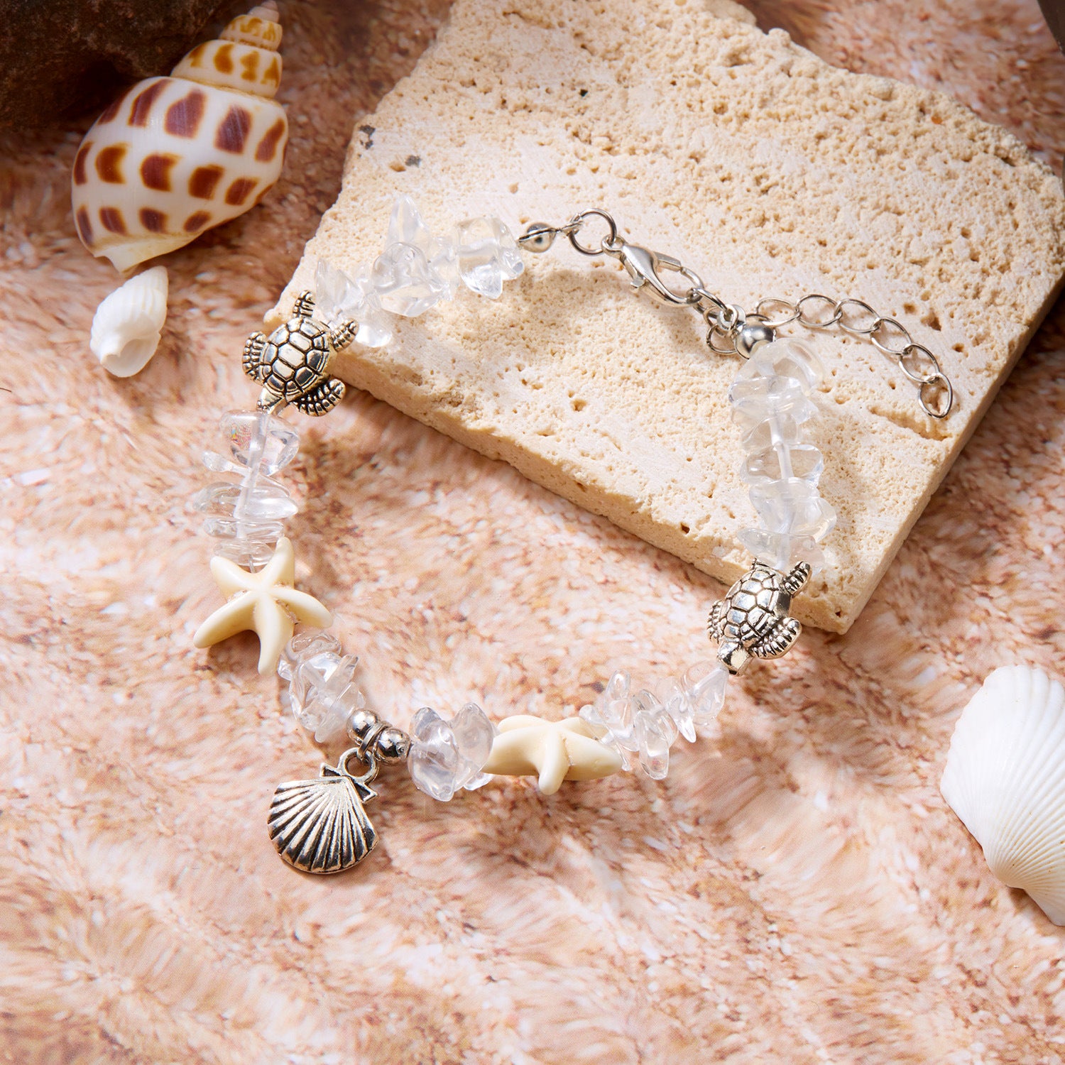 Wholesale  gravel bracelet anklets  shell starfish turtle bracelet