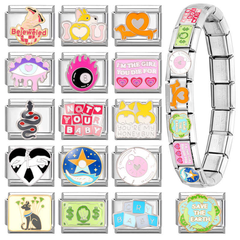 Wholesale Italian Charm Bracelet 9mm DIY Splicing Cute Creative Stainless Steel Composable Bracelet