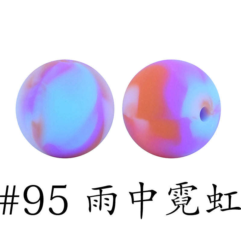 Wholesale 50pcs 15mm Western Style Leopard Skull Color Aztec Printed Silicone Balls Beads ACC-BDS-HeSheng008