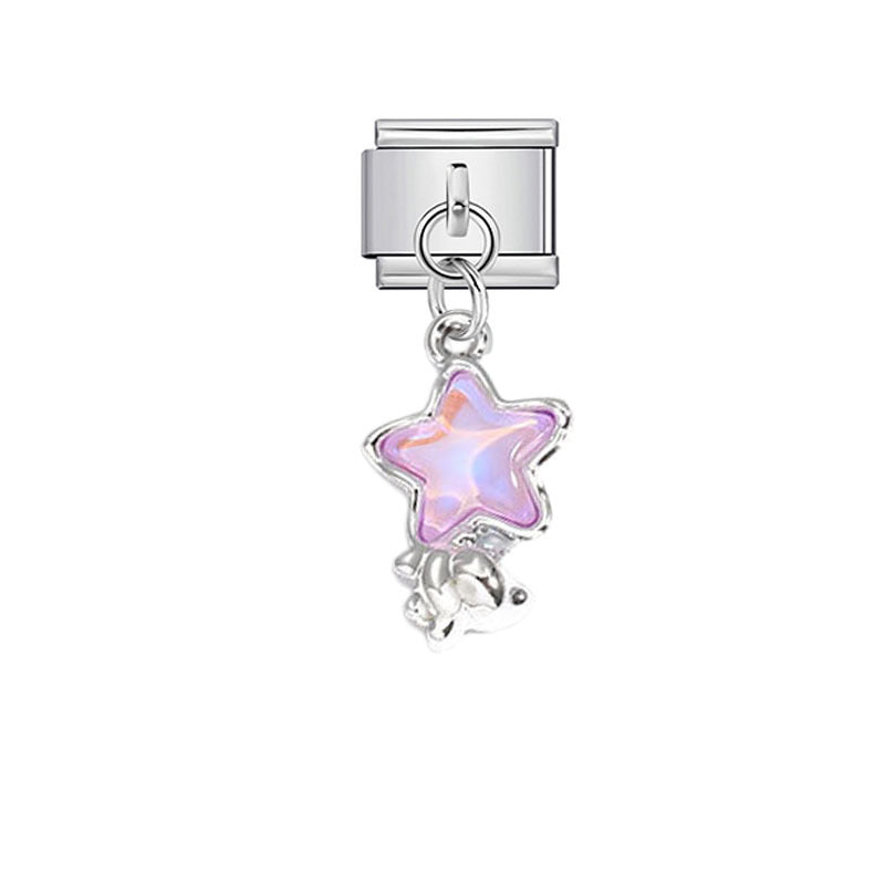 Wholesale Pink Crystal Flower Moon Pendant Charm for DIY Bracelet Watch - Stylish Jewelry Accessory for Women