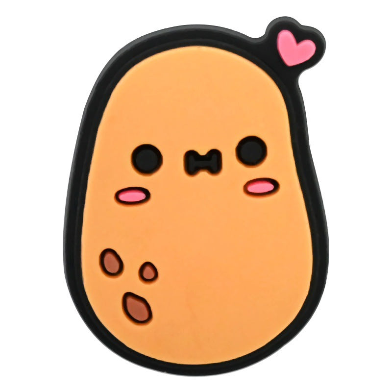 Wholesale Random 100pcs Cute cartoon potato-shaped  PVC Soft Rubber Shoe Buckle Decoration