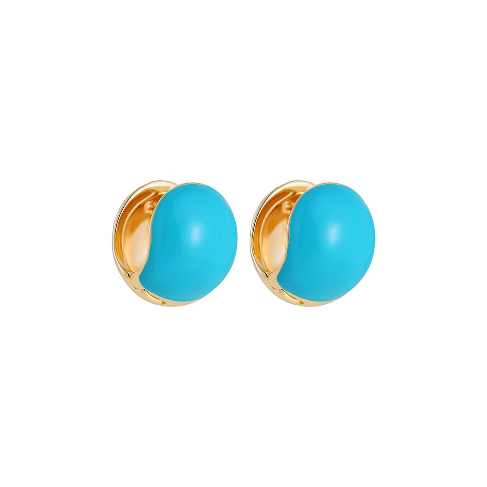 Wholesale  drop oil enamel candy-colored earrings double-sided color love ear buckle